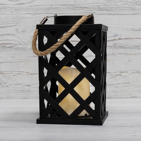 Декоративный домашний фонарь на солнечной батарее 14х14х24 см, черный резной корпус, теплый белый цвет свечения NEON-NIGHT - 501-145