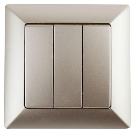 Выключатель тройной, 10А-250В, СУ, Solo, шампань,4-106-04 - Б0043301 ЭРА