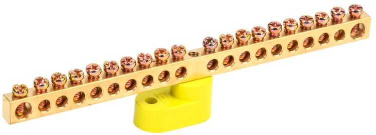 Шина PE "земля" на одном угловом изоляторе ШНИ-6х9-20-У1-Ж | YNN10-69-20C1-K05 IEK