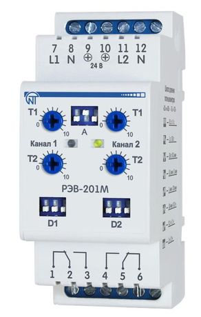 Реле времени РЭВ-201М 2 канала 0сек-10час dip-переключение выбора режимов крепление на DIN-рейку - 3425601201 НовАтек-Электро