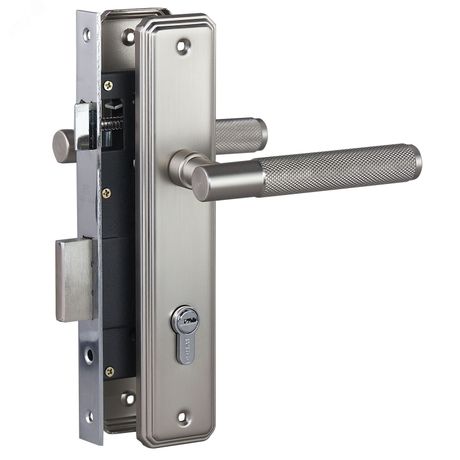 Замок врезной БУЛАТ ЗВ4-1.02.08 ФЕРОНА матовый никель 5 перф.кл. с/руч - 15405 ПТК