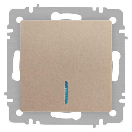 Выключатель одноклавишный, в рамку (скрытого монтажа) с подсветкой шампань 10А 250В винтовые зажимы Intro Accent 6-102-04 - Б0063475 ЭРА
