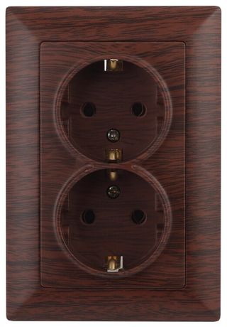 Розетка однофазная двойная скрытого монтажа, в рамку с заземлением без шторок венге 16А 250В IP20 4-205-10 Intro Solo - Б0053679 ЭРА