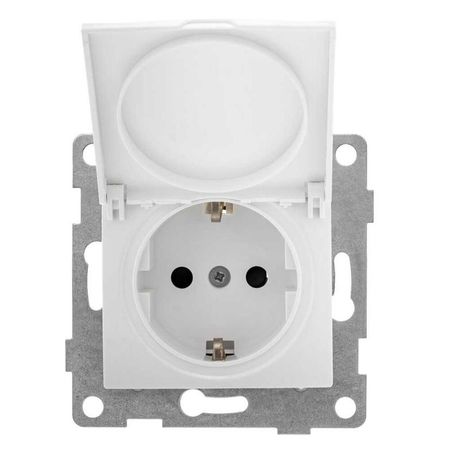 Розетка 1-м СП Bravo 16А 250В с заземл. защ. шторки крышкой механизм бел. матов. GUSI С10Р91-041