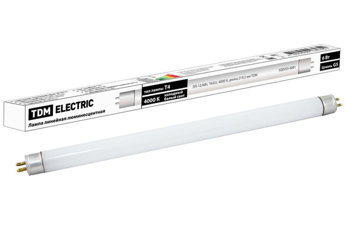 Лампа линейная люминесцентная ЛЛ 6Вт Т4 G5 840 ЛЛ-12 | SQ0355-0001 TDM