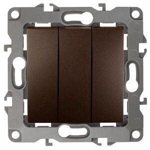 Выключатель трехклавишный скрытого монтажа бронза 10А 250В винтовые зажимы ЭРА 12 12-1107-13 - Б0019300