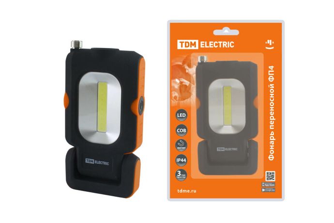 Фонарь переносной светодиодный ФП4, 1 Вт LED+3 COB, 110 лм, 3хААА, магн., телескоп | SQ0350-0098 TDM