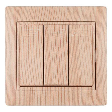 Выключатель трехклавишный, в рамку (скрытого монтажа) сосна 10А 250В Intro Plano 1-106-11 - Б0053801 ЭРА