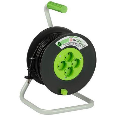 Удлинитель силовой ЭРА GREEN LINE KAT-2x1.5-50m Greenline на катушке пластик 4 розетки без заземления 50м ПВС 2x1.5мм2 | Б0065097