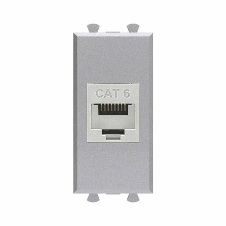 Компьютерная розетка RJ-45 без шторки модульная, кат.6 экранированная, "Avanti", "Закаленная сталь", 1 модуль | 4404791 DKC ДКС