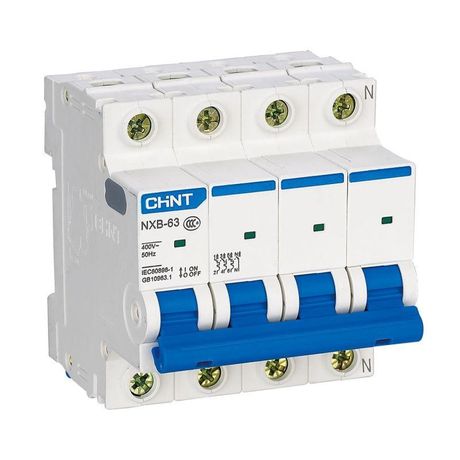 Выключатель автоматический четырехполюсный NXB-63 4P 63A 6кА х-ка D (R) | 814267 CHINT