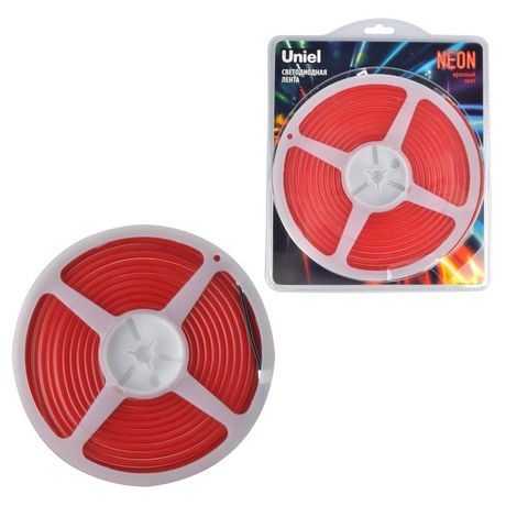 Гибкая светодиодная лента. NEON ULS-N01-2835-120LED/m-6mm-IP67-DC12V-9W/m-5M-RED катушка 5м в блистере красный свет - UL-00009087 Uniel