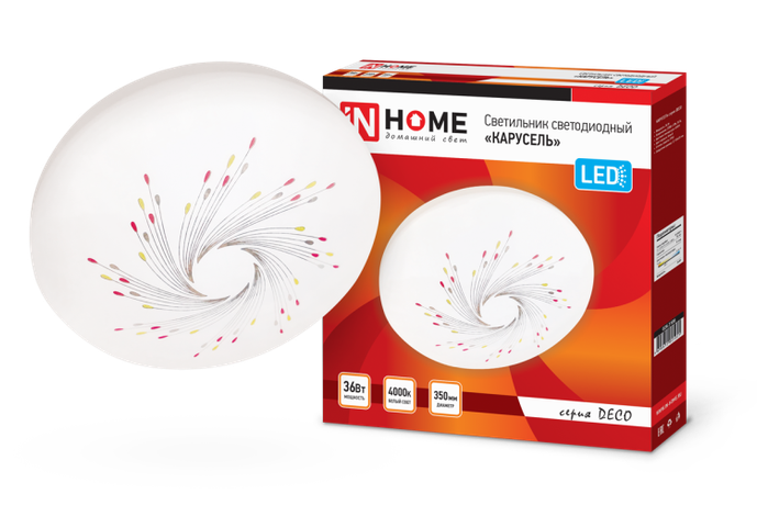 Светильник светодиодный серии DECO 36Вт 230В 4000К 2340лм 350х55мм КАРУСЕЛЬ | 4690612025025 IN HOME