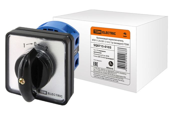 Кулачковый переключатель КПУ11-25/201 (1-0-2 1р (возврат)) | SQ0715-0103 TDM