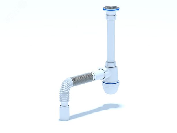 Сифон для умывальника АНИ 1 1/4' x 40 с гибкой трубой 40х40 - C1005 пласт