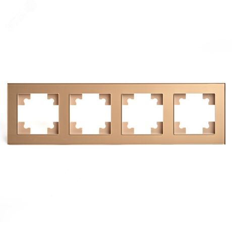 Рамка четырехместная горизонтальная, стекло, серия Катрин, золото Stekker - GFR00-7004-08 49038 FERON