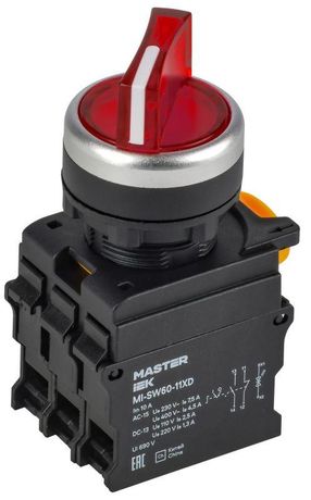 Переключатель с подсв. 2 полож. 1NO+1NC красный MASTER | MI-SW60-11XD-3-14-2-K04 IEK