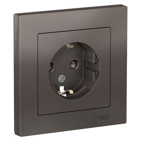 Розетка 1-м СП AtlasDesign 16А IP20 с заземл. защ. шторки в сборе мокко SE ATN000644 APC