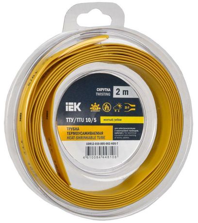 Трубка термоусадочная ТТУ нг-LS 10/5 желтая (2м/упак) IEK | UDR12-010-005-002-K05-T