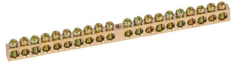 Шина NO-122-19 PEN земля-ноль 6х9мм 20/1 латунная с креплениями по центру | Б0047234 ЭРА