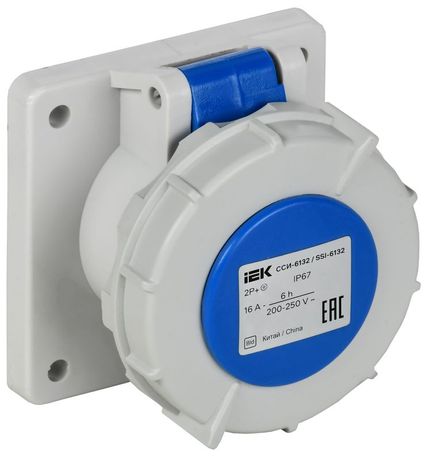 Розетка встраиваемая прямая ССИ-6132 16А 3п 2P+PE 6ч 220В IP67 IEK PSR61-016-3-0-67 IEK (ИЭК) арт. PSR61-016-3-0-67