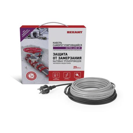 Саморегулируемый греющий кабель на трубу Extra Line 25MSR-PB 3M (3м/75Вт) | 51-0638 REXANT MEET