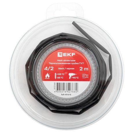 Термоусаживаемая трубка ТУТ нг 4/2 черная ролик 2 м |tut-4-b-b|EKF
