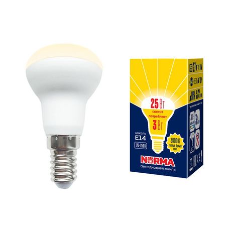 Лампа светодиодная Форма Рефлектор матовая Серия Norma Теплый белый свет (3000K) LED-R39-3W/3000K/E14/FR/NR - UL-00005625 Uniel