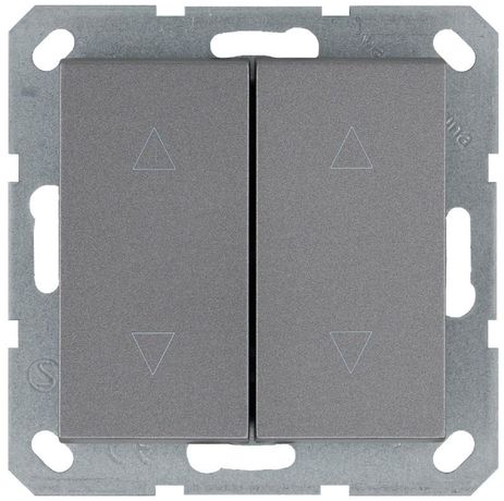 Выключатель двухклавишный для штор 10A 250V~ с накладкой, цвет Алюминий - G3028S Jasmart