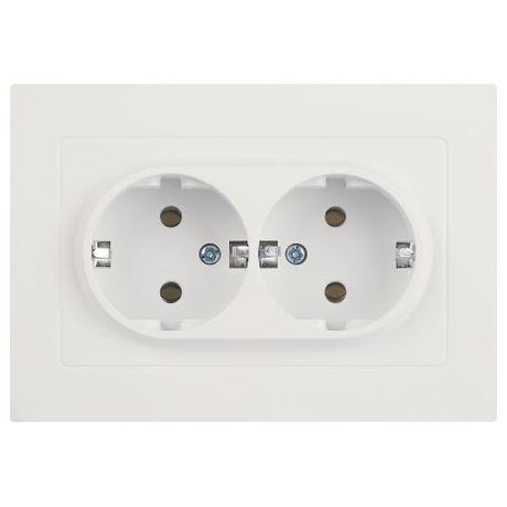 Розетка однофазная двойная скрытого монтажа, в рамку с заземлением без шторок белый матовый 16А 250В IP20 винтовые зажимы 6-205-01М Intro Accent - Б0063487 ЭРА