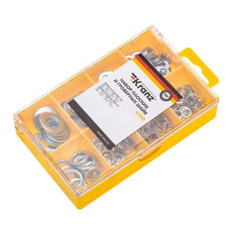 Набор плоских и гроверных шайб (уп.200шт) Kranz KR-01-3101-21