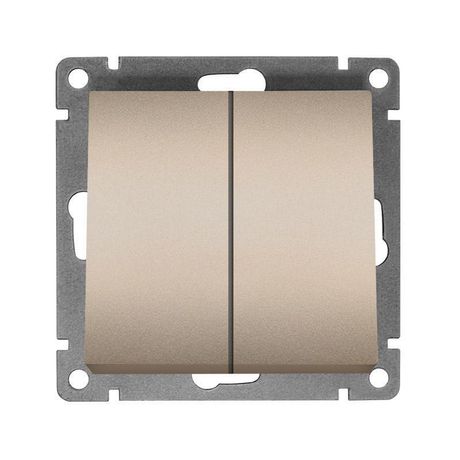 Выключатель двухклавишный UNIVersal серия Афина , с/у, 10А, 220В, шампань (еврослот), механизм - A0023-Br Союз