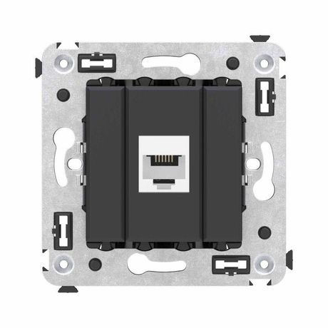 Телефонная розетка RJ-12 без шторки в стену одинарная, "Avanti", "Черный матовый" | 4412613 DKC ДКС