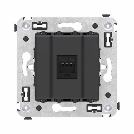 Компьютерная розетка RJ-45 без шторки в стену, кат.6А одинарная, "Avanti", "Черный матовый" | 4412673 DKC ДКС