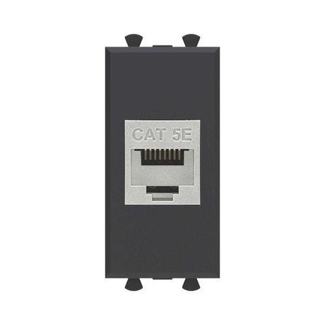 Компьютерная розетка RJ-45 без шторки модульная, кат.5е экранированная, "Avanti", "Черный матовый", 1 модуль | 4412761 DKC ДКС