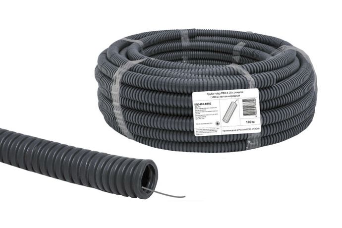 Труба гофрированная ПВХ d 20 с зондом (100 м) легкая народная - SQ0401-0302 TDM