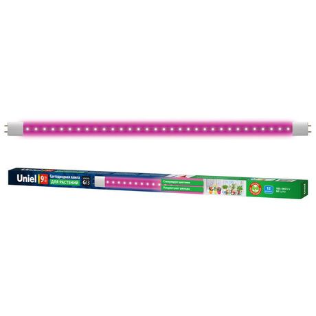 Лампа светодиодная для растений 9W LED-T8-9W/SPSB/G13/CL PLP30WH Форма T8, прозрачная. Спектр рассады и цветения. ТМ Uniel. - UL-00006697