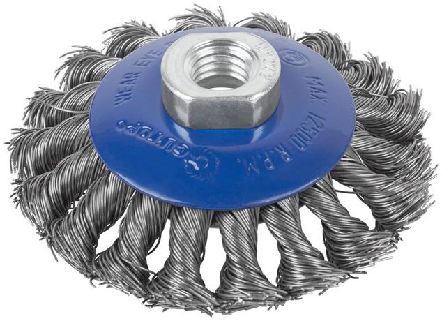 Щетка для УШМ, М14, тип ''Тарелка'', крученая проволока 0,5 мм, 100 Profi - 82-528 РОС