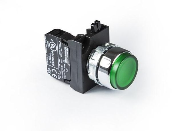 Кнопка нажимная круглая выступающая CM100HY (1НО) зел. EMAS