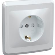 Розетка РСш10-3-ВБ одноместная с заземляющим контактом защитными шторками 16А ВЕГА белый - ERV14-K01-16-DM IEK