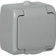 Розетка 1-м ОП AQUATIC РСш12-2-А 16А IP54 с заземл. крышкой GENERICA ERA12-K03-16-54 IEK