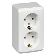 Розетка 2-м ОП Этюд 16А IP20 250В с заземл. без защ. шторок бел. SE PA16-007B APC