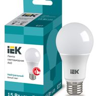 Лампа светодиодная Eco 15Вт A60 грушевидная 4000К нейтр. бел. E27 230В IEK LLE-A60-15-230-40-E27