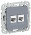 Розетка компьютерная 2-м СП FLITE РК5е-2-0-ФлМ RJ45 кат.5E UTP механизм маренго IEK FI-K22-1-K35
