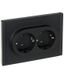 Розетка 2-м СП FORTE&PIANO FP124 16А с заземл. без защ. шторок безвинт. крепл. черн. IEK FP-R21-16-1-K02