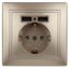 Розетка Intro Plano 1-410-04 с заземлением 2P+E Schuko со шторками, 16А-250В + 2хUSB 5В-2,1А, IP20, СУ, шампань | Б0053945 ЭРА