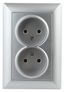Розетка 2х2P, 16А-250В, СУ, Solo, алюминий, 4-204-03 - Б0043328 ЭРА