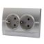 Розетка 2-м СП Deriy 16А IP20 с заземл. серебр. метал. LEZARD 702-2828-127