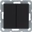 Выключатель двухклавишный 10A 250V~ с накладкой, цвет черный матовый (soft touch) - G3023PB Jasmart