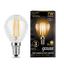 Лампа светодиодная филаментная LED 7 Вт 550 лм 2700К шар P45 теплый E14 AC 220В прозрачная колба Black Filament - 105801107 Gauss